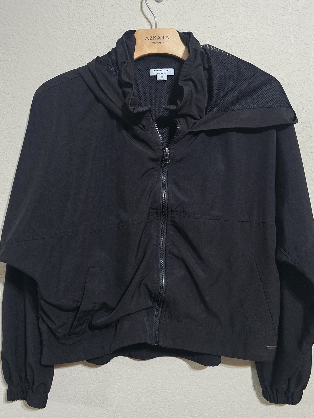 O'Neill Black Hooded Windbreaker Jacket